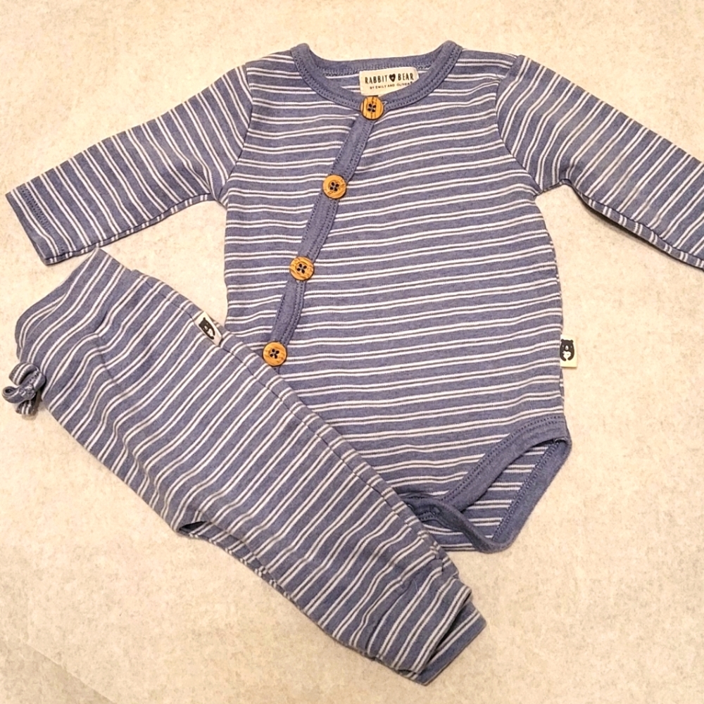 Rabbit + Bear organic cotton two piece striped outfit